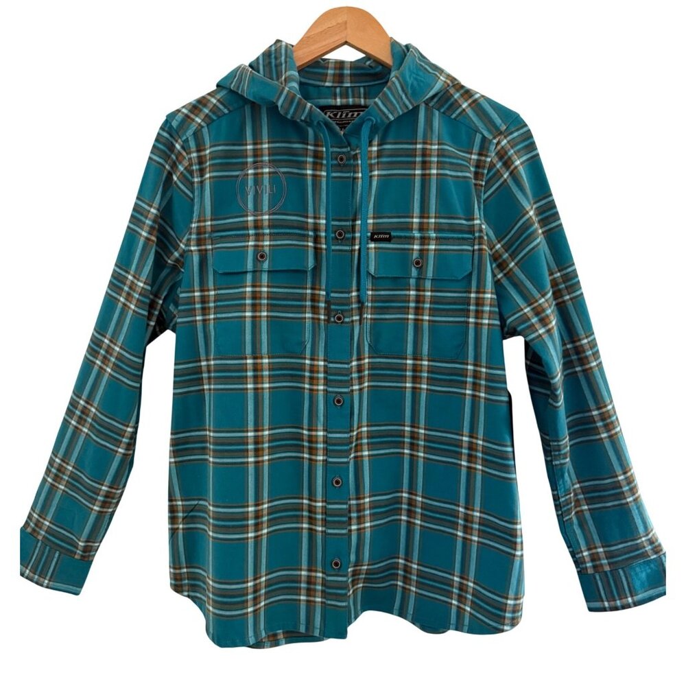 Klim Ginny Mountain NWT L Stretch Flannel‎ Hoodie Jacket Plaid Gorpcore Cozy